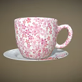 Pink Cherry Blossom Patterned Ceramic Cup And Saucer With Floral Design