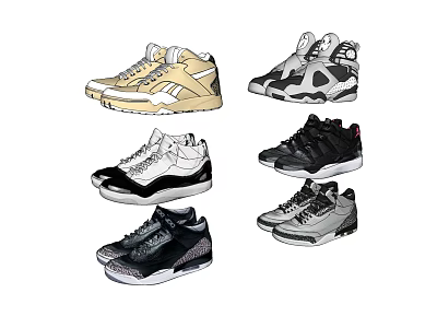 Stylish Sneakers Collection Featuring Various Colors And Modern Designs For Casual Wear 3d model
