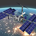 International Space Station with Large Solar Panels Orbiting Above Earth Surface