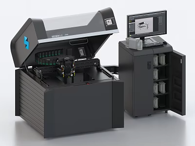 Advanced Industrial Laser Processing Machine With Digital Control Panel And Storage Unit Display Screen 3d model