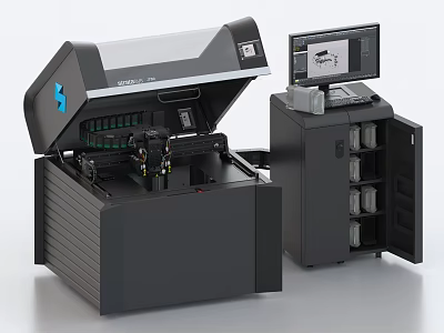 Advanced Industrial Laser Processing Machine With Digital Control Panel And Storage Unit Display Screen 3d model