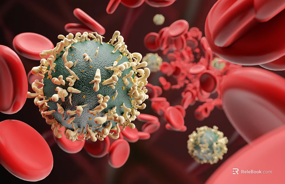 Medical Diagnostic Device Visualizing Virus Particles Among Red Blood Cells 3d model 