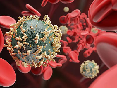Medical Diagnostic Device Visualizing Virus Particles Among Red Blood Cells 3d model