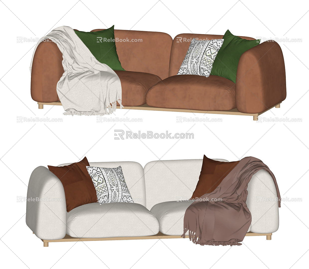 Nordic Double Sofa Sofa Combination Double Combination 3d model