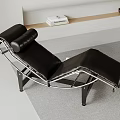 Black Leather Lounge Chair with Modern Curved Metal Frame and Comfortable Design