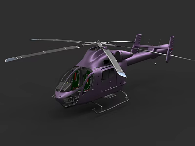 Modern Purple Helicopter With Main Rotors Tail Rotor And Cockpit Design 3d model