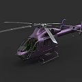 Modern Purple Helicopter With Main Rotors Tail Rotor And Cockpit Design