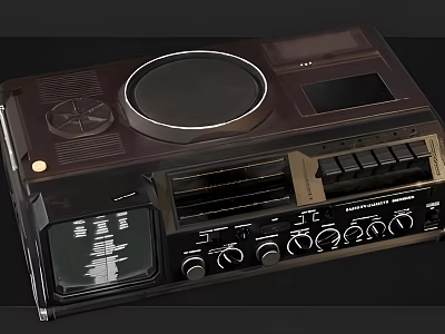 Vintage Headphone Speaker With Classic Design Control Knobs And Display Screen 3d model