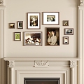 Picture Frame Multi-Frame Combination Simple Decorative Photo Frame Photo Frame Combination French Fireplace Simple Fireplace French Photo Wall French Decorative Painting French Living Room 3d model