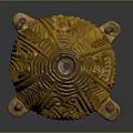 Cartoon Scene With Yellow Turtle Shell Featuring Carved Patterns And Red Bottom Protrusions