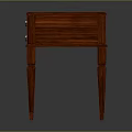 Classic Mahogany Side Table with Two Drawers and Metal Handles on Carved Slim Legs