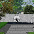 Modern Sales Office Building With Surrounding Greenery Water Feature And Parking Area