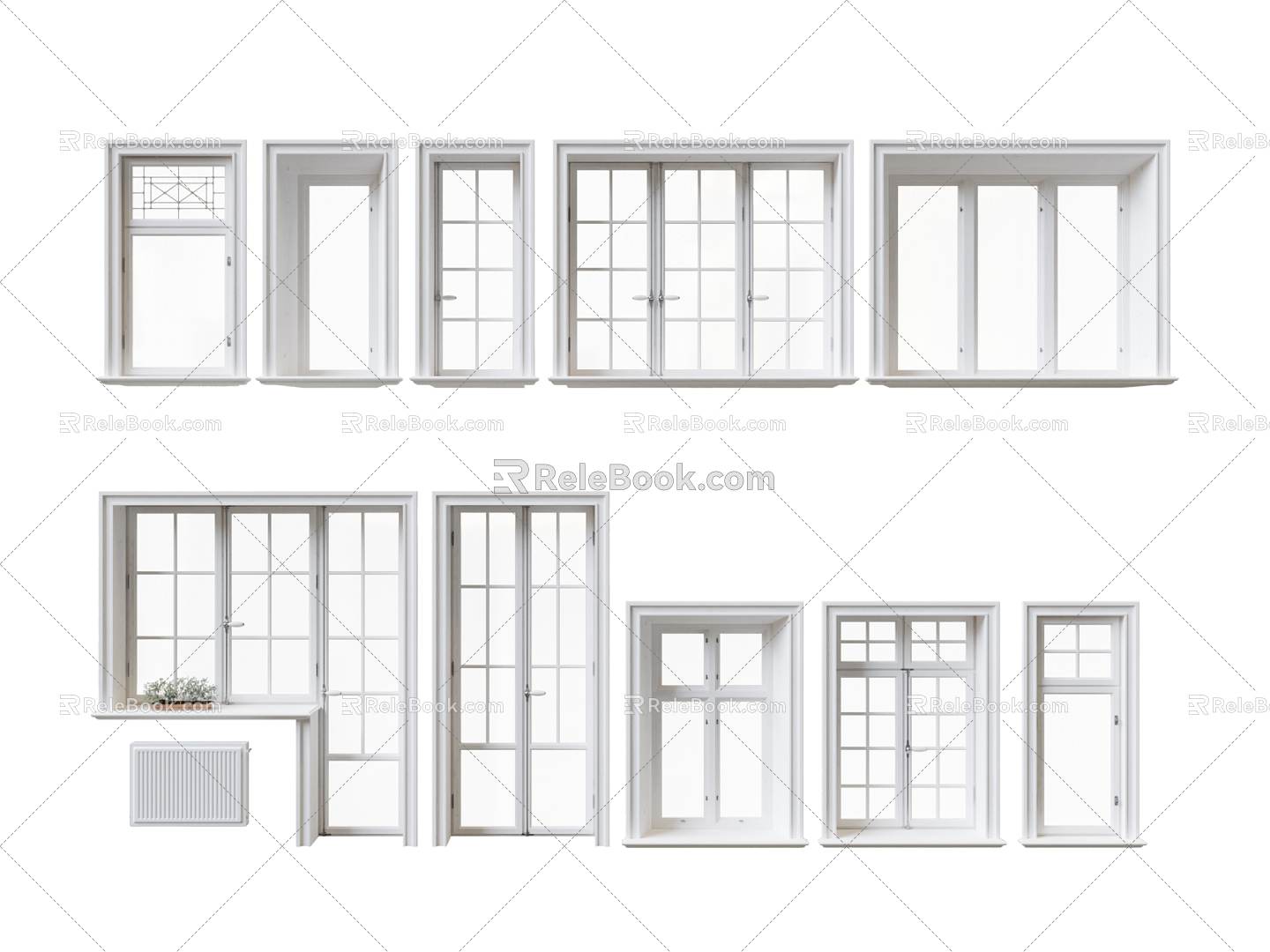 Modern casement window door and window combination 3d model