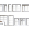 Modern casement window door and window combination 3d model