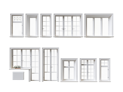 Modern casement window door and window combination 3d model