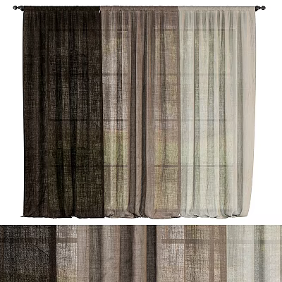 Curtains In Multiple Shades Of Neutral Tones With Textured Fabric And Elegant Drapes 3d model