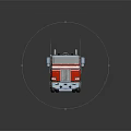 Red Semi Truck Cab With Chrome Accents And Multiple Wheels On Dark Background