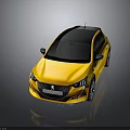 Yellow Modern Compact Car With Black Roof Sleek Design And Black Wheels
