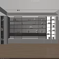 Modern Decorative Cabinet Design With Glass Doors Built In Lighting And Layered Shelves