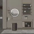 Modern Luxury Wall Mounted Dressing Table With Round LED Mirror And Stylish Home Decor