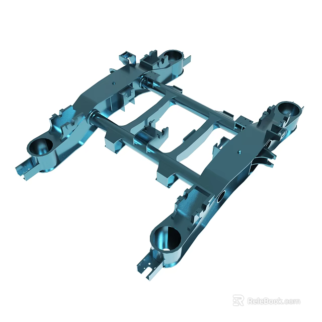 Mechanical Metal Frame Structure Featuring Holes And Component Parts 3d model 