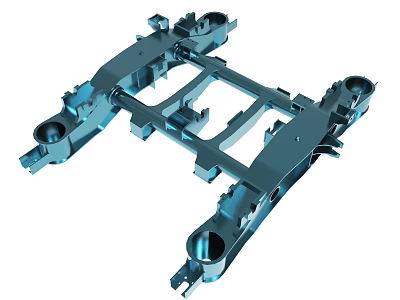 Mechanical Metal Frame Structure Featuring Holes And Component Parts 3d model