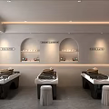 Elegant Modern Boutique Store Interior With Bar Counter And Display Shelves