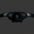 Female Game Movie Character In Green Black Combat Armor With Shoulder Pads And Gloves