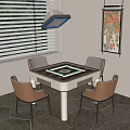 Mahjong table and chair combination smoking lamp 3d model