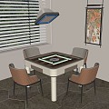 Mahjong table and chair combination smoking lamp 3d model