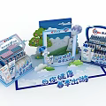 Junlebao Exhibition Booth Featuring Blue Truck and Fresh Dairy Products Promoting Healthy Lifestyle