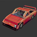 Shiny Red Vintage Toy Car With Rear Spoiler And Detailed Windows