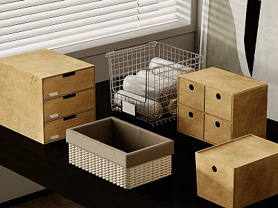Wire Mesh Woven Storage Baskets With Storage Boxes For Organizing Items In Home Corner 3d model