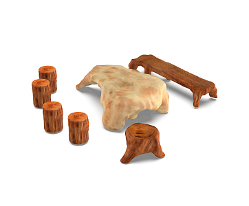 New Chinese root carving tea sea root carving table and chair 3d model