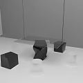 Modern Dining Table Set With Black Table Transparent And Black Stools On Gray Background 3d model