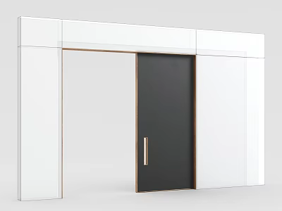Modern Sliding Door With Black Panel White Frame And Metal Handle 3d model