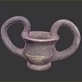 Traditional Ceramic Sculpture With Double Loop Handles And Weathered Blue Gray Vessel Texture 3d model