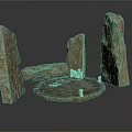 Ancient Stone Megalith Arrangement With Circular Platform And Small Architectural Components 3d model