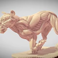 3D Rendered Muscular Lion Anatomy Model Showing Detailed Anatomical Muscle Structure