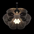 Modern Artistic Chandelier With Intricate Net Like Structure And White Bulb Clusters 3d model
