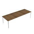 Modern Rectangular Dining Table With Wooden Striped Top And White Metal Legs 3d model