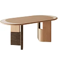 Modern Natural Solid Wood Oval Dining Table With Exquisite Edge And Creative Unique Leg Design