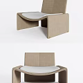 Modern Single Sofa With Unique Curved Frame And Beige Fabric Light Cushion 3d model