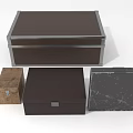 Various Decorative Storage Boxes Featuring Wooden Leather And Textured Surfaces In Different Sizes 3d model