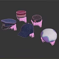 Collection of Assorted Colorful Hats with Hair Attachments on White Background