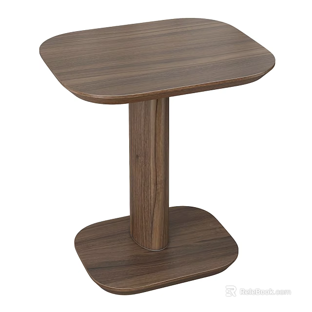 Walnut Wooden Coffee Table With Round Top And Single Pedestal Base Design 3d model 