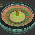 Roulette Wheel As Living Item With Circular Black Frame Gold Center Red Black Numbered Pockets