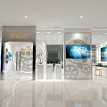 Rolex Watch Store Interior With Modern Design Glass Windows And Gear Decorations 3d model