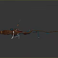 Blue Red And Brown Space Exploration Machinery With Propeller Glowing Lines And Elongated Structure