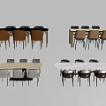Modern Dining Table Sets With Different Shaped Tables And Colorful Chairs 3d model